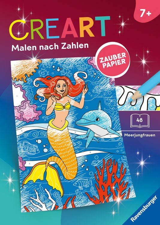 Produktbild: CreArt Malen nach Zahlen ab 7 Zauberpapier - Meerjungfrauen