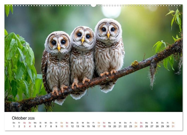 Produktbild: Eulen - Augen der Wildnis (hochwertiger Premium Wandkalender 2026 DIN A2 quer), Kunstdruck in Hochglanz