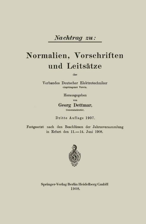 Produktbild: Nachtrag zu: Normalien, Vorschriften und Leits&auml;tze des Verbandes Deutscher Elektrotechniker