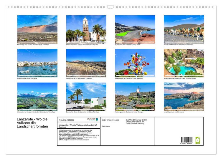 Produktbild: Lanzarote - Wo die Vulkane die Landschaft formten (Wandkalender 2026 DIN A2 quer), CALVENDO Monatskalender