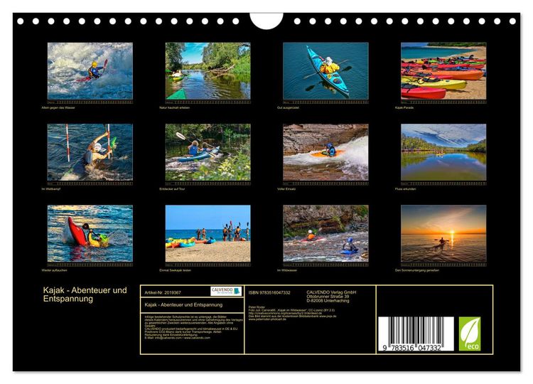 Produktbild: Kajak - Abenteuer und Entspannung (Wandkalender 2026 DIN A4 quer), CALVENDO Monatskalender
