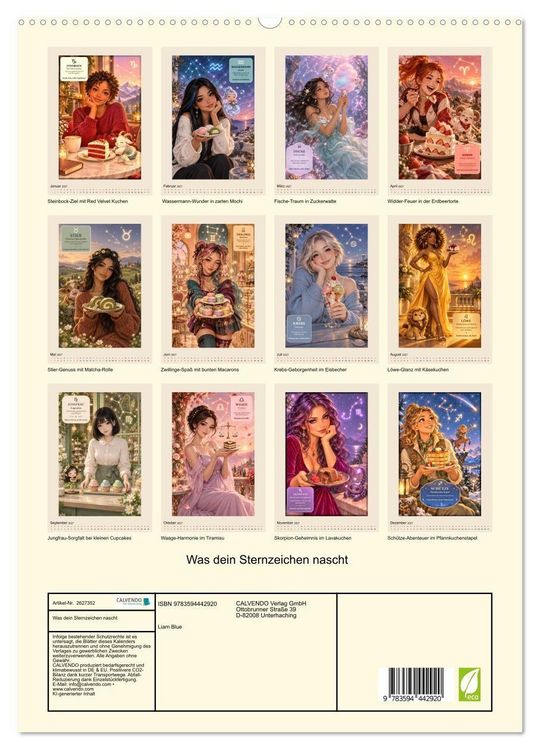 Produktbild: Was dein Sternzeichen nascht (hochwertiger Premium Wandkalender 2027 DIN A2 hoch), Kunstdruck in Hochglanz