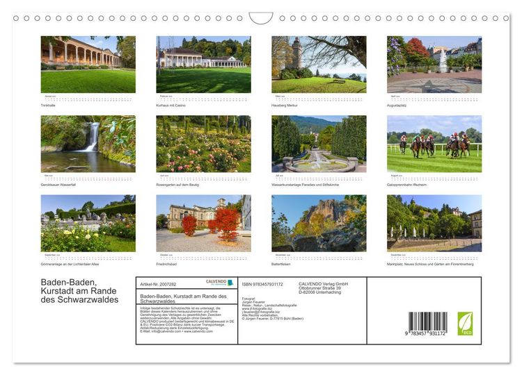 Produktbild: Baden-Baden, Kurstadt am Rande des Schwarzwaldes (Wandkalender 2026 DIN A3 quer), CALVENDO Monatskalender