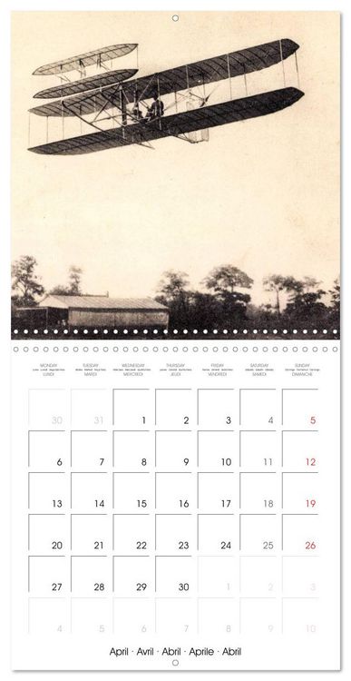 Produktbild: Avions biplans sur cartes postales anciennes (Calendrier mural carr&eacute; 2026 30x30 cm) Calendrier double avec une page pour vos prises de notes