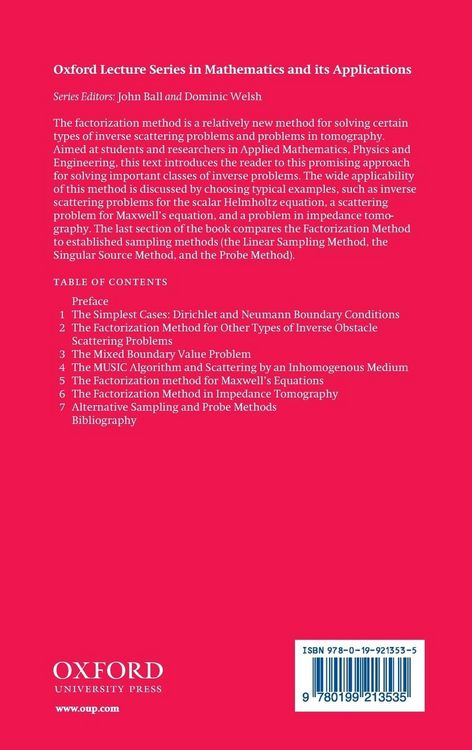 Produktbild: The Factorization Method for Inverse Problems