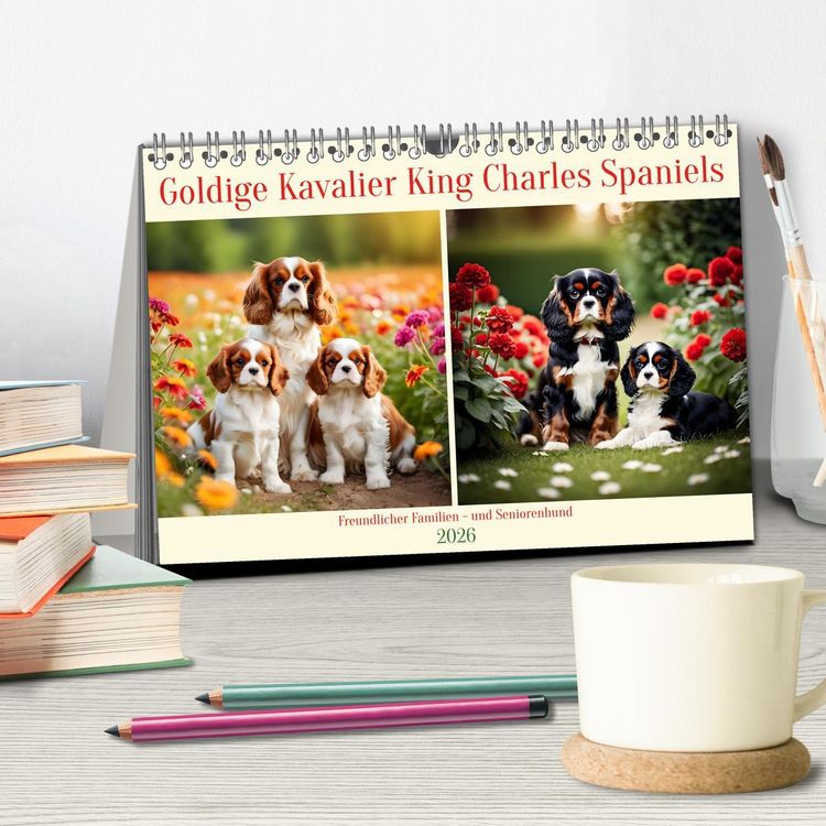 Produktbild: Goldige Kavalier King Charles Spaniels (Tischkalender 2026 DIN A5 quer), CALVENDO Monatskalender