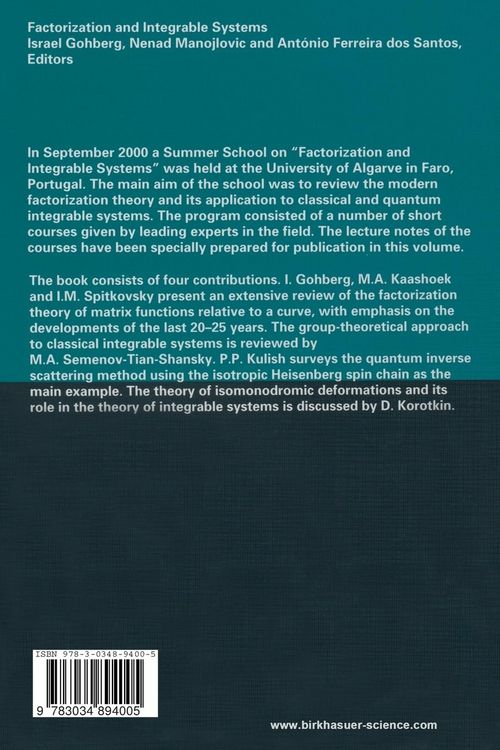 Produktbild: Factorization and Integrable Systems