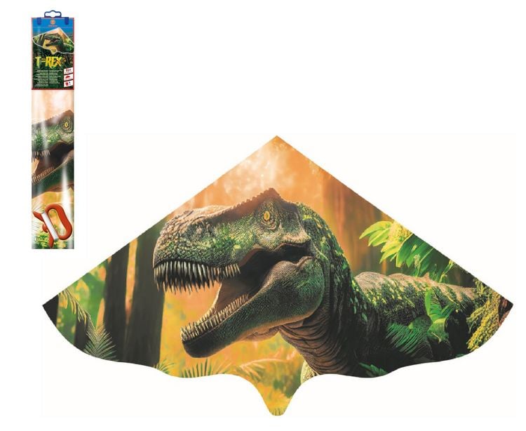 Produktbild: Paul G&uuml;nther 1112 - Kinderdrachen T-REX aus PE-Folie, mit Wickelgriff und Schnur, Gr&ouml;&szlig;e: 115 x 63 cm
