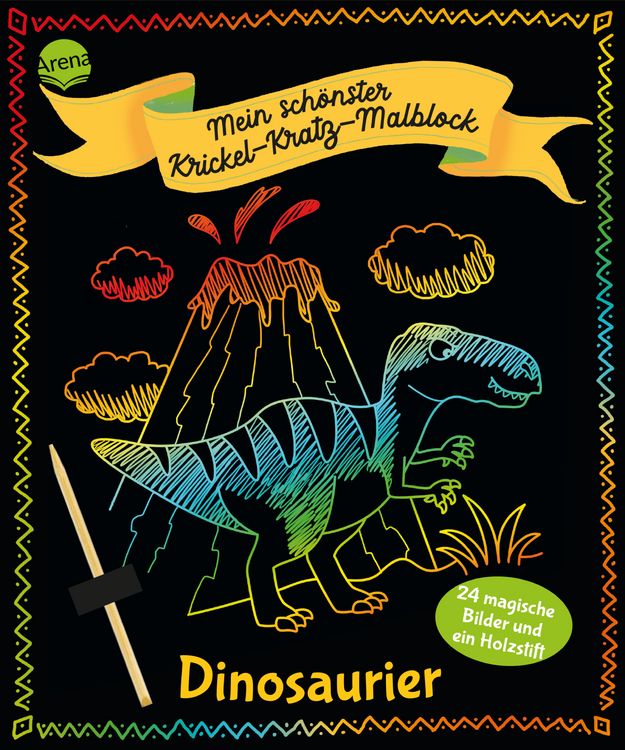 Produktbild: Mein sch&ouml;nster Krickel-Kratz-Malblock. Dinosaurier