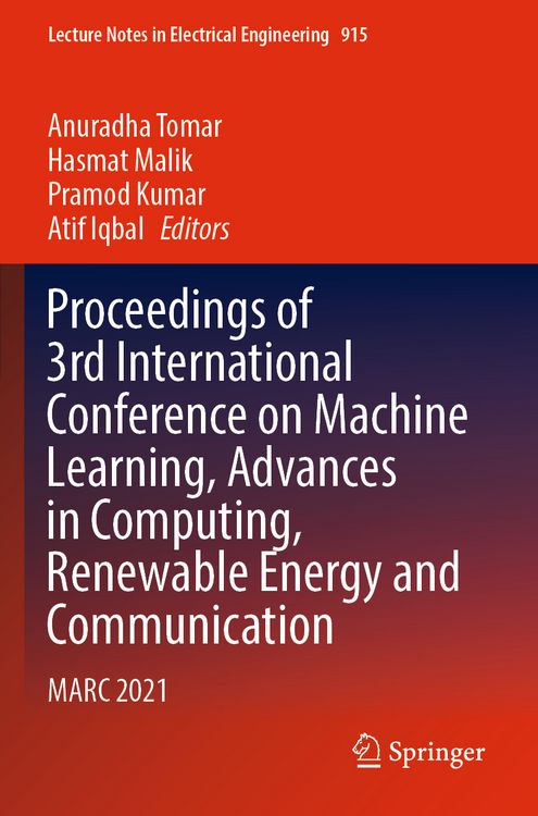 Produktbild: Proceedings of 3rd International Conference on Machine Learning, Advances in Computing, Renewable Energy and Communication