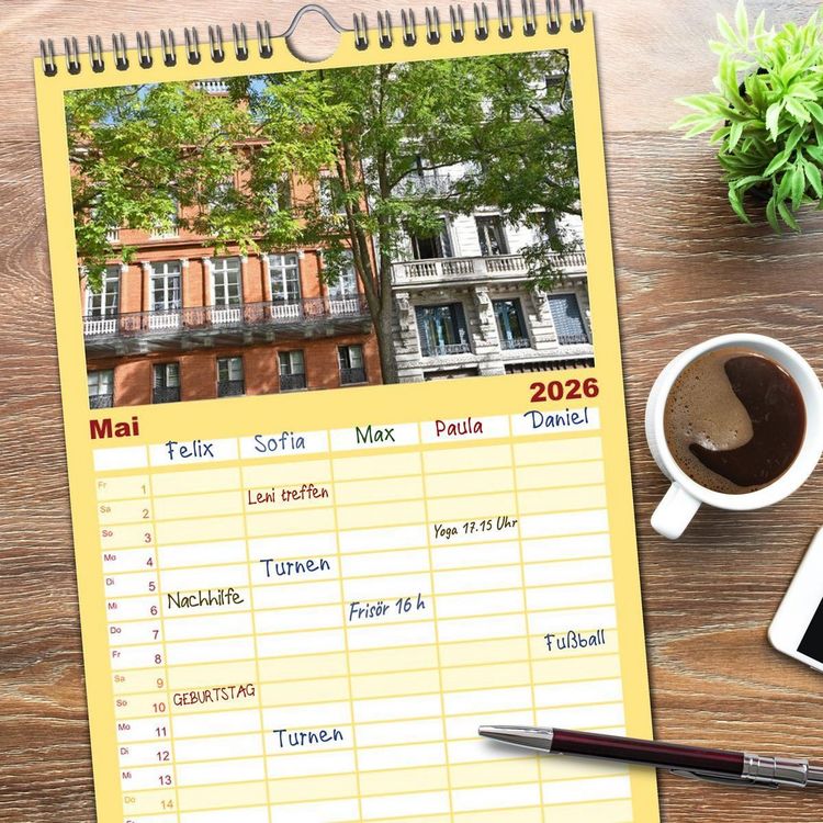 Produktbild: Familienplaner 2026 - Lieblingsland Frankreich mit 5 Spalten (Wandkalender, 21 x 45 cm) CALVENDO