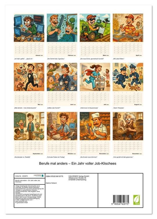Produktbild: Berufe mal anders &ndash; Ein Jahr voller Job-Klischees (hochwertiger Premium Wandkalender 2026 DIN A2 hoch), Kunstdruck in Hochglanz