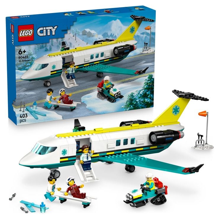 Produktbild: LEGO City Notfallrettungsflugzeug, Set mit Flieger und Schneemobil 60465