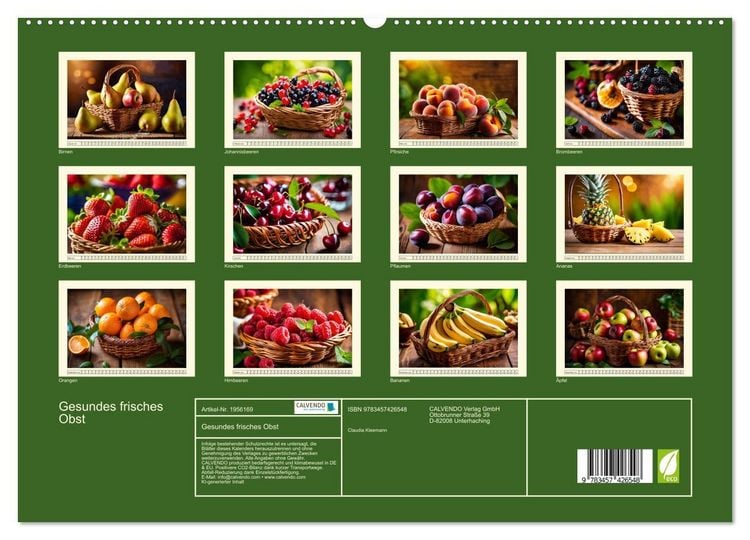 Produktbild: Gesundes frisches Obst (hochwertiger Premium Wandkalender 2026 DIN A2 quer), Kunstdruck in Hochglanz