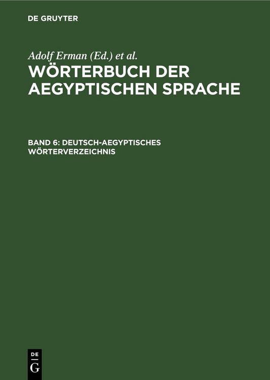 Produktbild: Deutsch-Aegyptisches W&ouml;rterverzeichnis