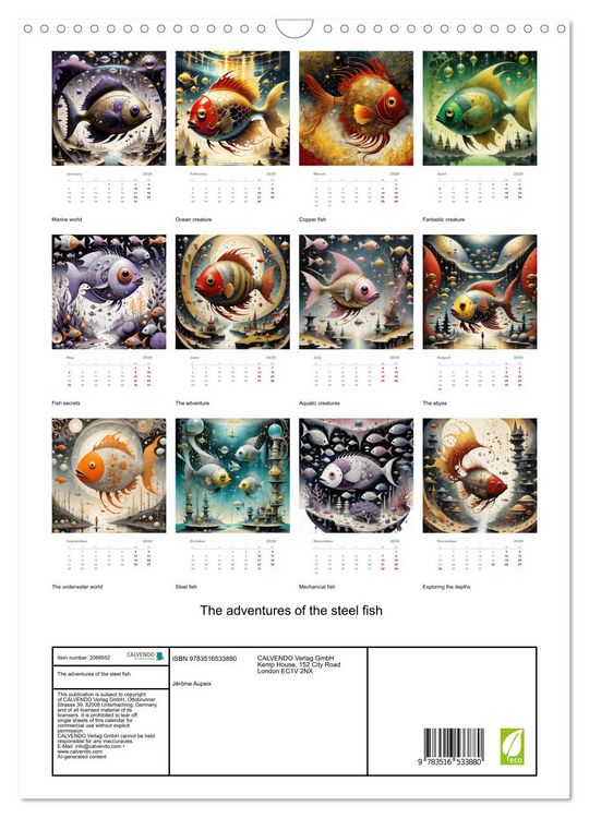 Produktbild: The adventures of the steel fish (Wall Calendar 2026 DIN A3 portrait), CALVENDO 12 Month Wall Calendar