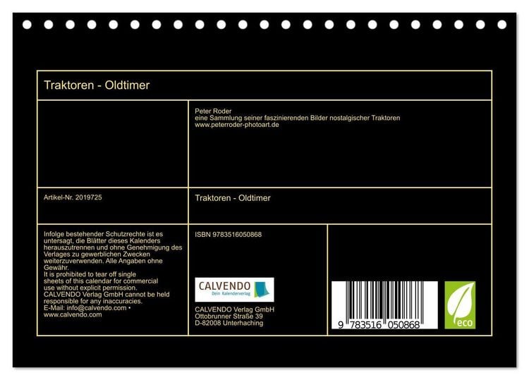 Produktbild: Traktoren - Oldtimer (Tischkalender 2026 DIN A5 quer), CALVENDO Monatskalender