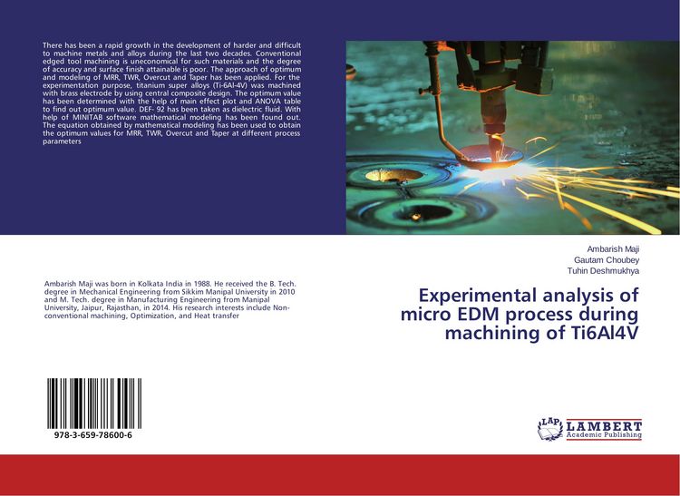Produktbild: Experimental analysis of micro EDM process during machining of Ti6Al4V