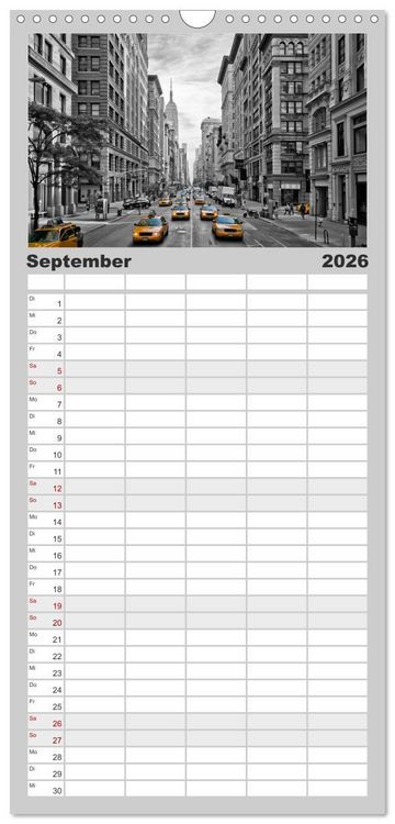Produktbild: Familienplaner 2026 - NEW YORK Urbaner Flair mit 5 Spalten (Wandkalender, 21 x 45 cm) CALVENDO