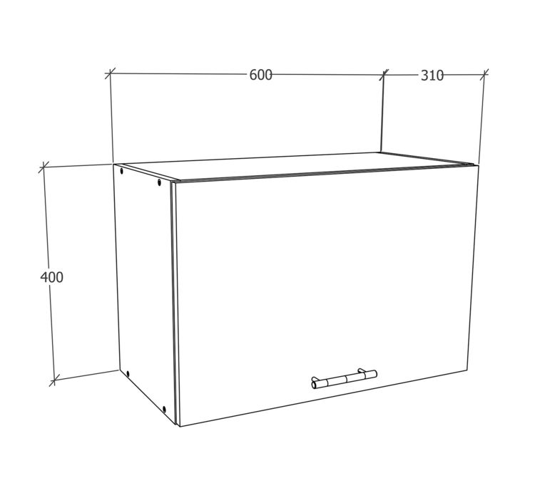 Produktbild: K&uuml;chenschrank B. 60 cm H&auml;ngeschrank Klappe Esilo