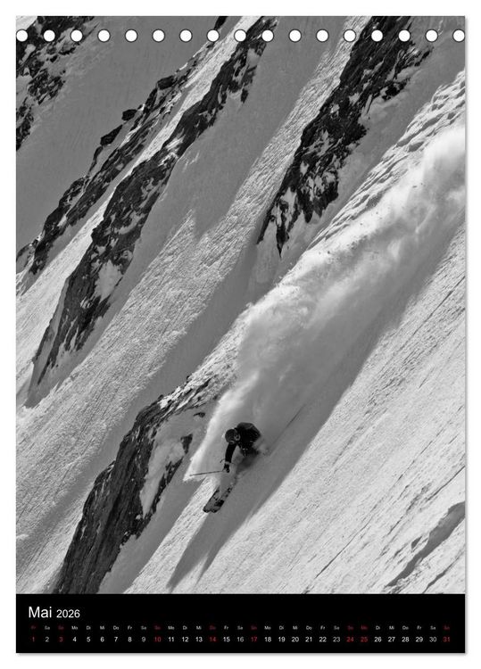 Produktbild: Monochrome Ski (Tischkalender 2026 DIN A5 hoch), CALVENDO Monatskalender