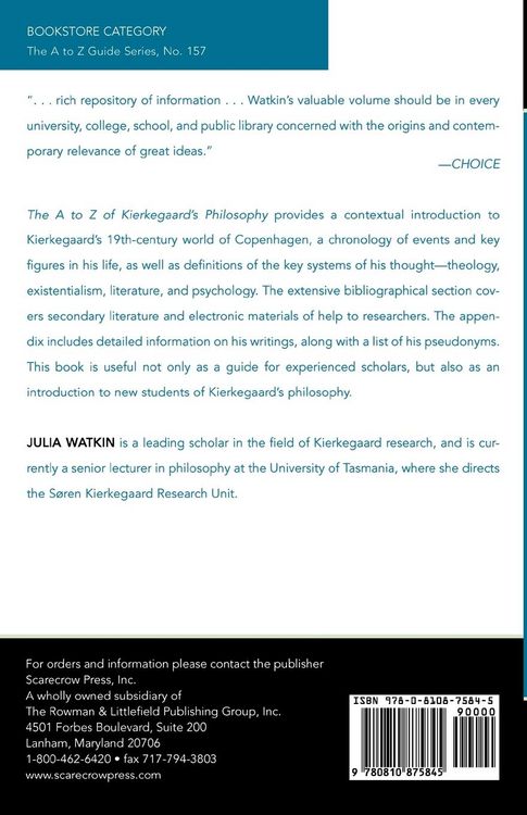 Produktbild: A to Z of Kierkegaard's Philosophy