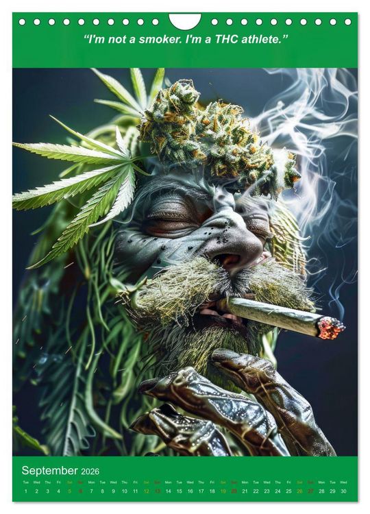 Produktbild: The funniest cannabis pictures and slogans (Wall Calendar 2026 DIN A4 portrait), CALVENDO 12 Month Wall Calendar