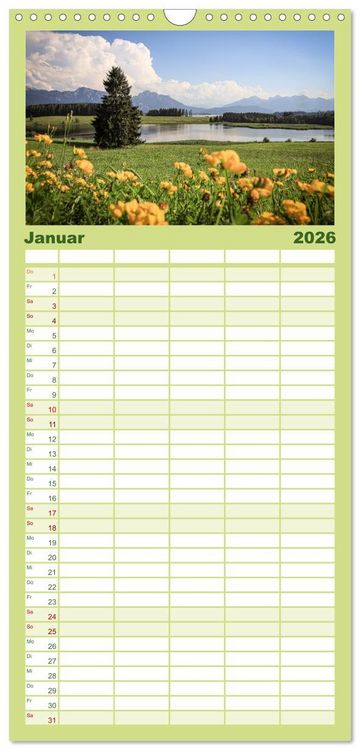 Produktbild: Familienplaner 2026 - Naturparadies Allg&auml;u - Von Oberstdorf bis F&uuml;ssen mit 5 Spalten (Wandkalender, 21 x 45 cm) CALVENDO