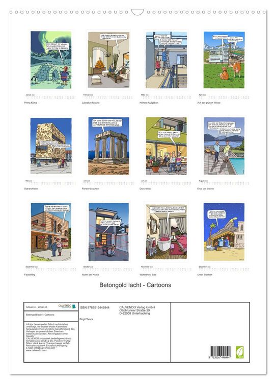 Produktbild: Betongold lacht - Cartoons (Wandkalender 2026 DIN A2 hoch), CALVENDO Monatskalender