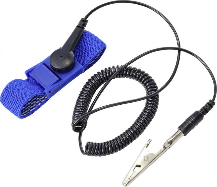 Produktbild: TRU COMPONENTS ESD-Handgelenkband Blau, Schwarz inkl. Erdungskabel Druckknopf 9.52mm (3/8\")