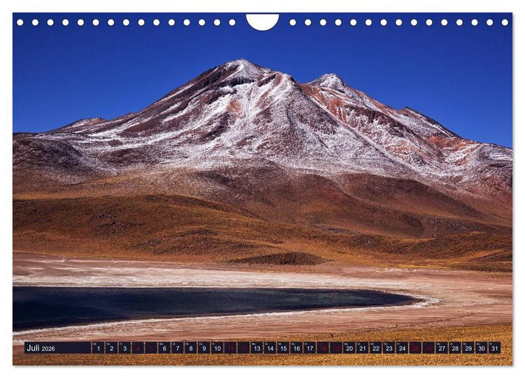Produktbild: Atacama: Karge W&uuml;ste, m&auml;chtige Vulkane und farbenpr&auml;chtige Lagunen (Wandkalender 2026 DIN A4 quer), CALVENDO Monatskalender
