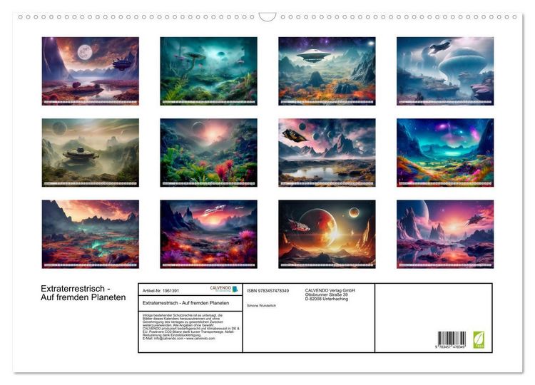 Produktbild: Extraterrestrisch - Auf fremden Planeten (Wandkalender 2026 DIN A2 quer), CALVENDO Monatskalender