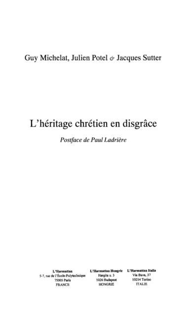 Produktbild: Heritage chretien en disgrace