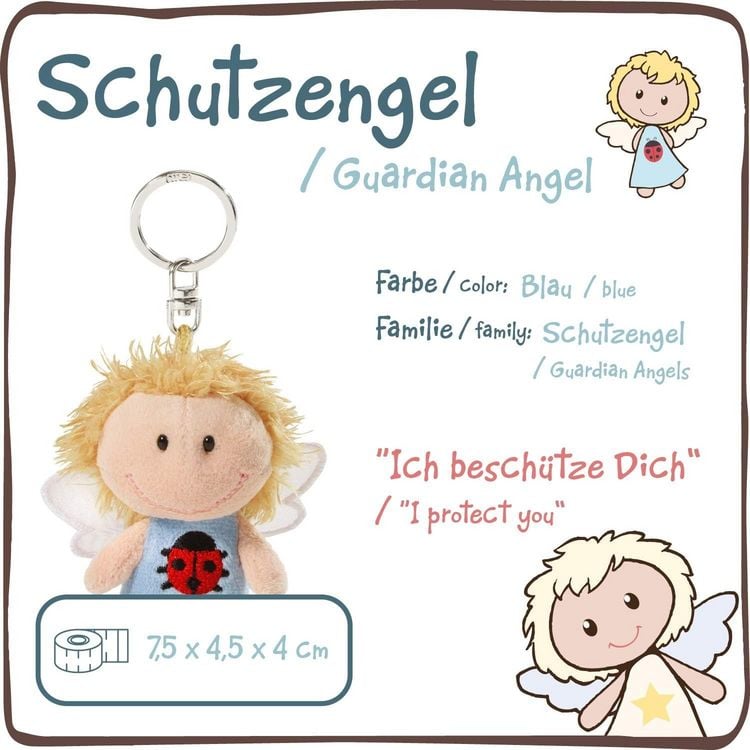 Produktbild: NICI 34552 - Schl&uuml;sselanh&auml;nger Schutzengel mit Marienk&auml;fer Ich besch&uuml;tz dich, Gl&uuml;cksbringer, blau, 7 cm