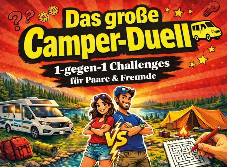 Produktbild: Das gro&szlig;e Camper-Duell: 1-gegen-1 Challenges f&uuml;r Paare & Freunde - Perfektes Camping-Gadget und Camper-Geschenk f&uuml;r Wohnmobil, Campervan & Lagerfeuer