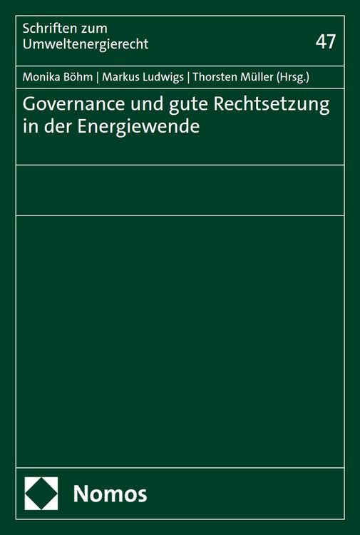 Produktbild: Governance und gute Rechtsetzung in der Energiewende