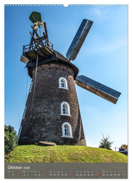 Produktbild: Windm&uuml;hlen mit Fl&uuml;gel am Niederrhein (Wandkalender 2026 DIN A2 hoch), CALVENDO Monatskalender