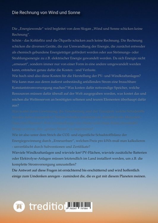 Produktbild: Die Rechnung von Wind und Sonne