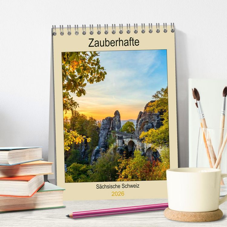 Produktbild: Zauberhafte S&auml;chsische Schweiz (Tischkalender 2026 DIN A5 hoch), CALVENDO Monatskalender