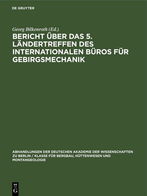 Produktbild: Bericht &uuml;ber das 5. L&auml;ndertreffen des Internationalen B&uuml;ros f&uuml;r Gebirgsmechanik