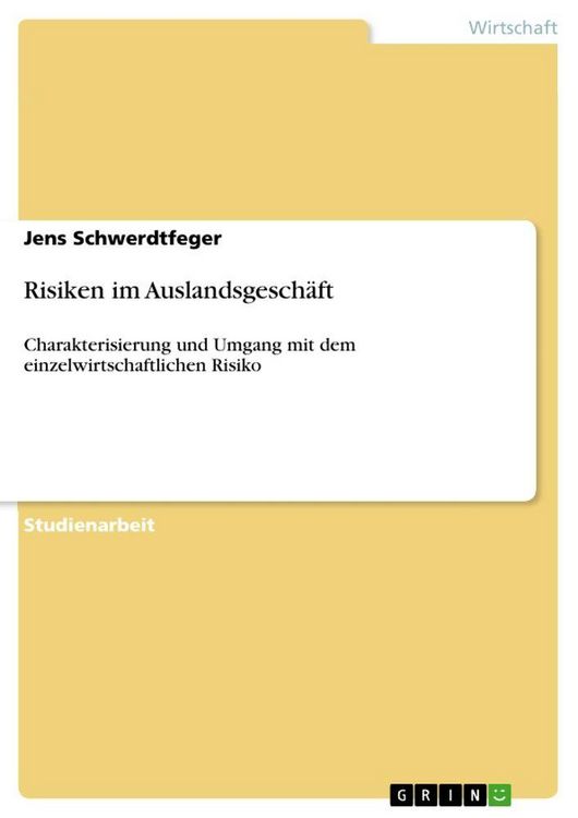 Produktbild: Risiken im Auslandsgesch&auml;ft