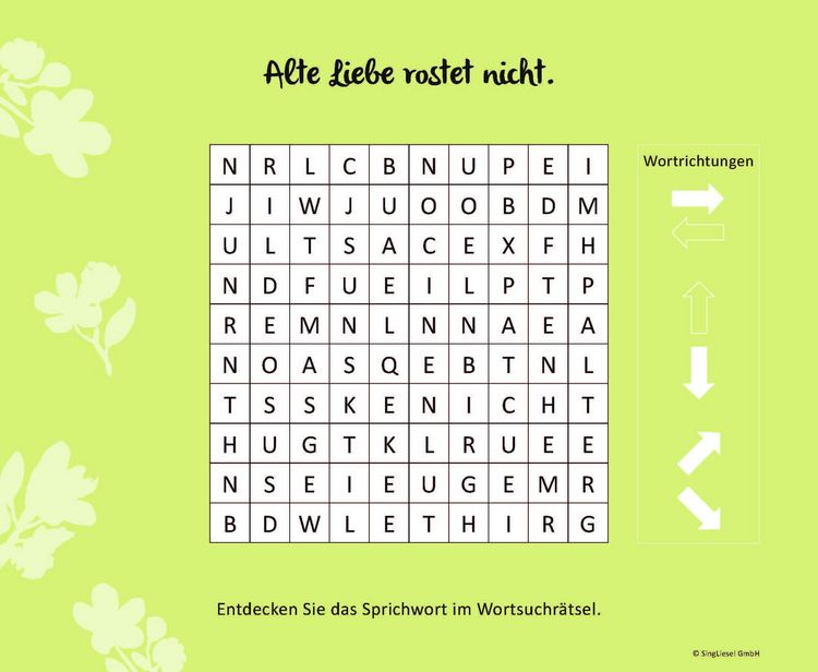 Produktbild: Wortsuchr&auml;tsel f&uuml;r Senioren mit vertrauten Sprichw&ouml;rtern. Spiele-Spa&szlig;, Besch&auml;ftigung und Ged&auml;chtnistraining f&uuml;r Senioren. Auch mit Demenz. Gro&szlig;druck.