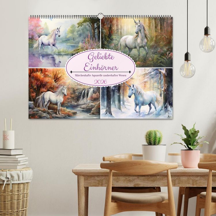 Produktbild: Geliebte Einh&ouml;rner (Wandkalender 2026 DIN A2 quer), CALVENDO Monatskalender