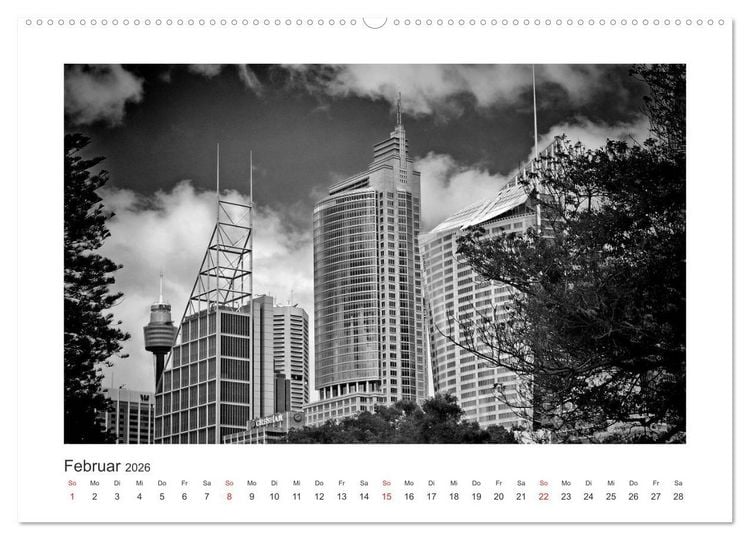 Produktbild: SYDNEY Monochrom (hochwertiger Premium Wandkalender 2026 DIN A2 quer), Kunstdruck in Hochglanz