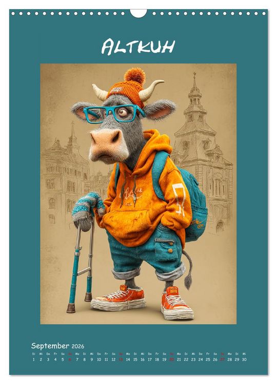 Produktbild: Kuhwelt. Stylische Streetwear-K&uuml;he f&uuml;r gute Laune (Wandkalender 2026 DIN A3 hoch), CALVENDO Monatskalender