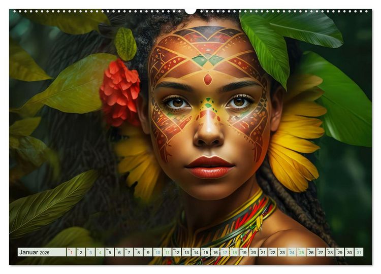 Produktbild: Exotische Frauenportraits im Dschungel (Wandkalender 2026 DIN A2 quer), CALVENDO Monatskalender