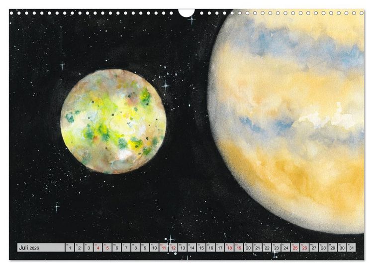 Produktbild: Gemaltes Weltall (Wandkalender 2026 DIN A3 quer), CALVENDO Monatskalender