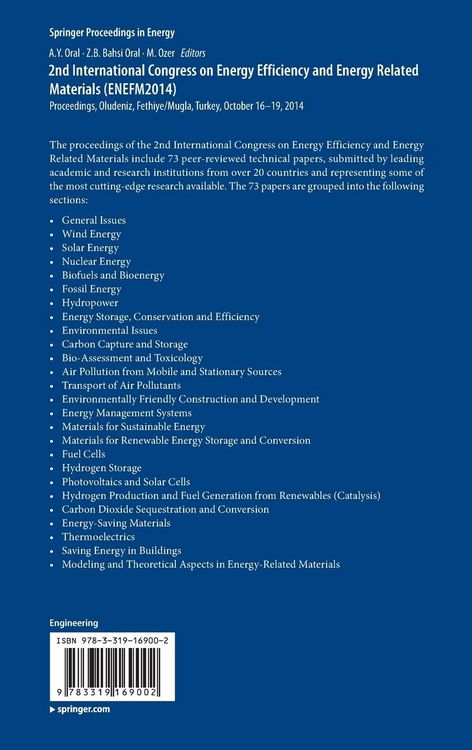 Produktbild: 2nd International Congress on Energy Efficiency and Energy Related Materials (ENEFM2014)