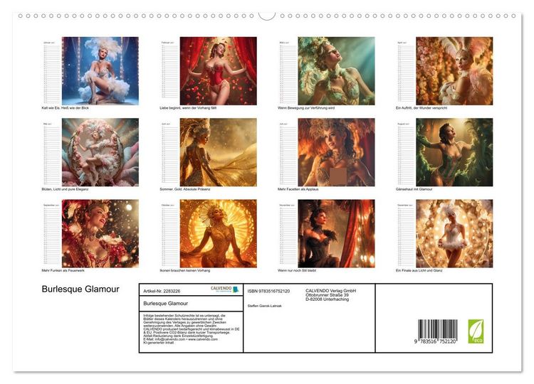 Produktbild: Burlesque Glamour (hochwertiger Premium Wandkalender 2027 DIN A2 quer), Kunstdruck in Hochglanz