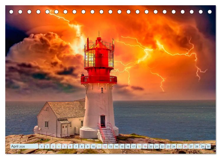 Produktbild: Leuchtturm Gewitter (Tischkalender 2026 DIN A5 quer), CALVENDO Monatskalender